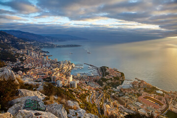 View of Montecarlo from the Tete de Chien, Principality of Monaco