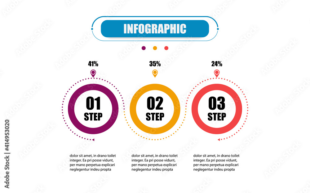 Poster infographic circle timeline 3 points banner elements and numbers. business concept infographic circl