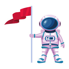 astronaut with suit and flag character