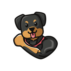 Cute Dog Fitness Mascot Cartoon Illustration Design. Recomended For Gym Logo, Fitness Community And Other.