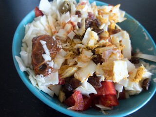 bowl of healthy salad with cabbage