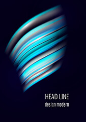 Advertising poster, bright soft stripes on a black background, futuristic design. Modern club party invitation, dance music cover. Vector