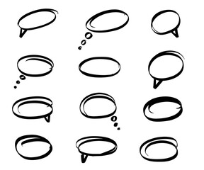 Set Speech Bubble hand drawn - Vector