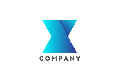 X geometric alphabet logo letter for business and company with blue color. Corporate brading and lettering with futuristic design and gradient