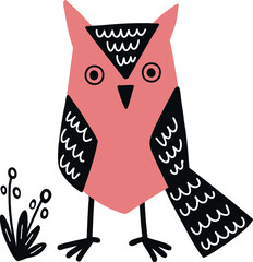 Hand drawn funny bird for fabric, poster, decor, postcard