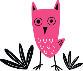 Hand drawn funny bird for fabric, poster, decor, postcard
