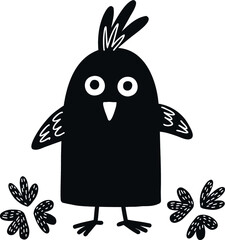 Hand drawn funny bird for fabric, poster, decor, postcard