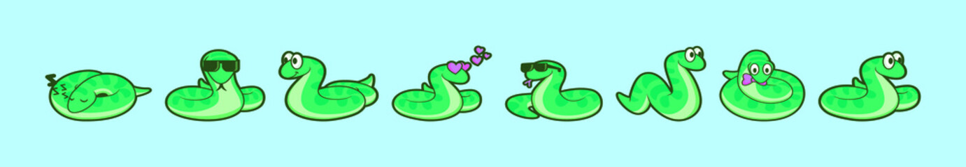 Fototapeta premium set of anaconda cartoon icon design template with various models. vector illustration isolated on blue background