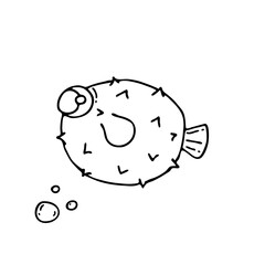 Doodle image of a fish in a decorative style. Image for labels, web, icons, postcards, decoration. Cheerful, childish, cute vector marine theme.