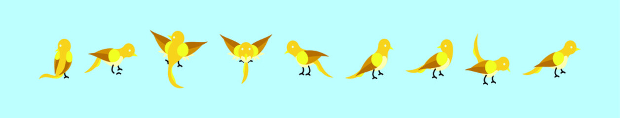 set of nightingale bird cartoon icon design template with various models. vector illustration isolated on blue background