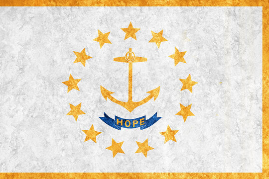 Metallic Rhode Island state flag, Rhode Island flag background