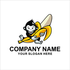 banana monkey logo vector