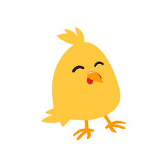 A sweet Easter chicken sits in anticipation of Easter. Vector illustration isolated on white background