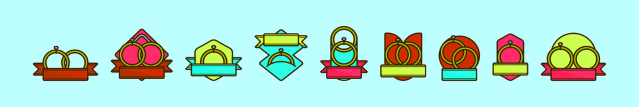 set of marry me cartoon icon design template with various models. vector illustration isolated on blue background