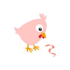 A sweet Easter chicken sits in anticipation of Easter. Vector illustration isolated on white background