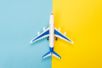 Abstract runway with an airplane model. Template for advertising flights, blogs about airplanes and travel