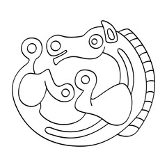 vector monochrome icon with ancient Scythian art. Symbol with animal motifs for your project