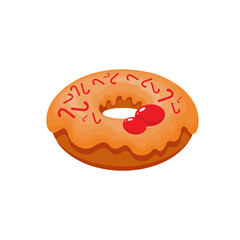 Donut with frosting, sweetness icon, vector illustration on white isolated background