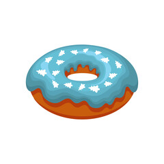 Donut with frosting, sweetness icon, vector illustration on white isolated background