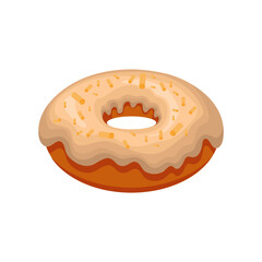 Donut with frosting, sweetness icon, vector illustration on white isolated background