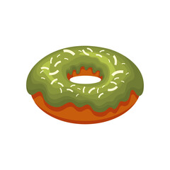 Donut with frosting, sweetness icon, vector illustration on white isolated background