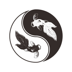 Handdrawn Golden Fish Yin Yang