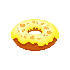 Donut with frosting, sweetness icon, vector illustration on white isolated background