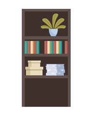 shelving with books and houseplant forniture icon