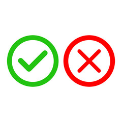 Check mark green line icons. Vector illustration. - Vector