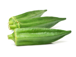 Fresh young okra isolated on white background