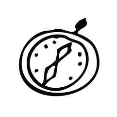 Doodle hand drawn illustration, compass, for guide, direction, road path to travel, trip, vacation, isolated on the white background