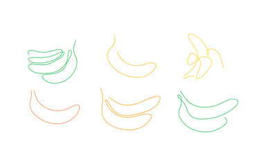 One line art style banana. Abstract creative food in minimalism design. Hand drawn vector illustration.