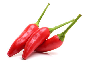 Red chili peppers on white background