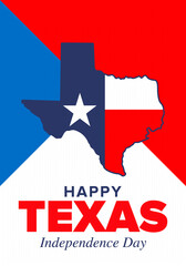 Texas Independence Day. Freedom holiday in Unites States, celebrated annual in March. Lone star flag. Texas flag. Patriotic sign and elements. Poster, card, banner and background. Vector illustration