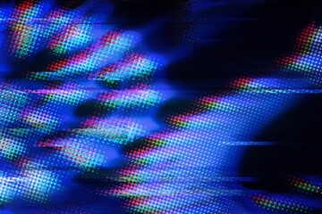 Abstract blue, mint and pink background with interlaced digital glitch and distortion effect. Futuristic cyberpunk design. Retro futurism, webpunk, rave 80s 90s cyberpunk aesthetic techno neon colors