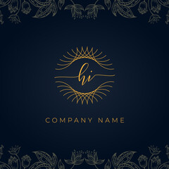 Fototapeta na wymiar Elegant luxury letter HI logo.