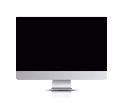 Computer display with blank black screen. Vector EPS10