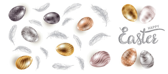 Easter eggs. Happy Easter. Hand drawn illustration.	