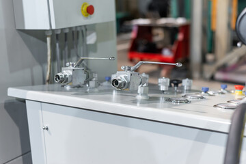 Hydraulic station oil supply valves.