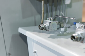 Hydraulic station oil supply valves.