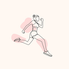 Fototapeta na wymiar Abstract illustration of athlete runner. One line girl is running. Vector fashion illustration