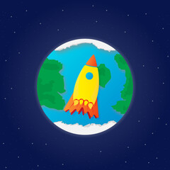 planet with rocket