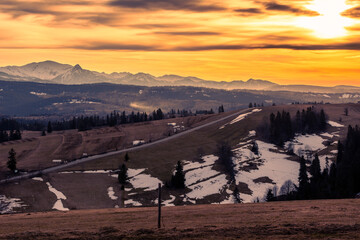 Łapszanka, zachód słońca.