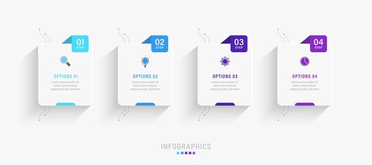 Vector Infographic label design template with icons and 4 options or steps. Can be used for process diagram, presentations, workflow layout, banner, flow chart, info graph.