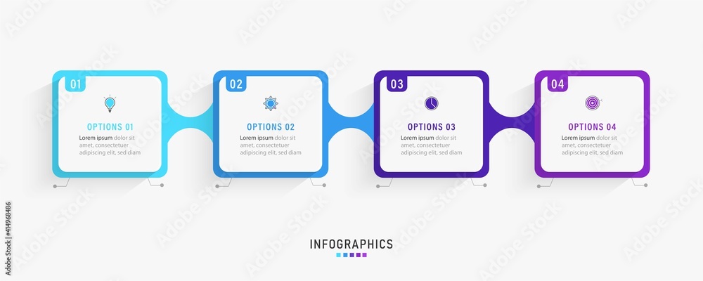 Wall mural vector infographic label design template with icons and 4 options or steps. can be used for process 