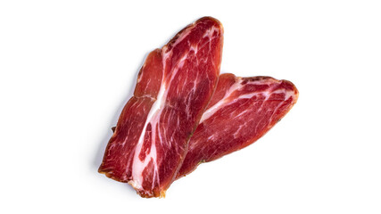 Sliced ham isolated on a white background.
