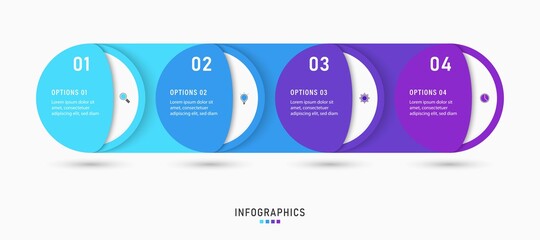 Vector Infographic label design template with icons and 4 options or steps. Can be used for process diagram, presentations, workflow layout, banner, flow chart, info graph.