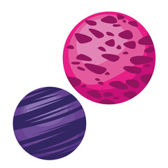 space planets pink and purple colors icons