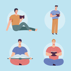 readers boys reading books characters