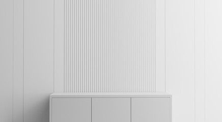 Stand in modern interior background, 3D rendering